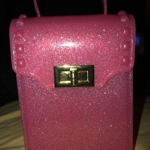 Pink jelly crossbody purse